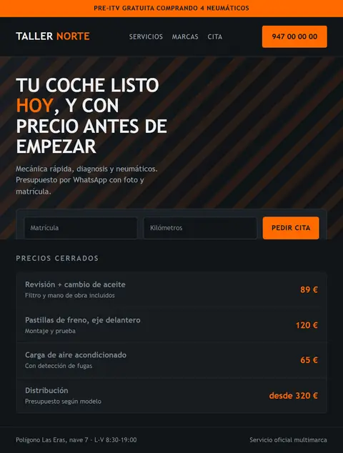 Diseño web de wibit para taller mecánico