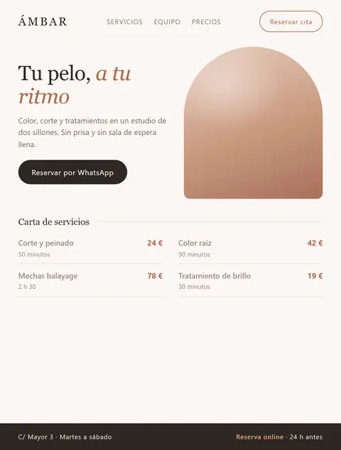 Diseño web de wibit para peluquería y estética