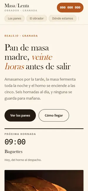 La web de Masa Lenta vista en un móvil