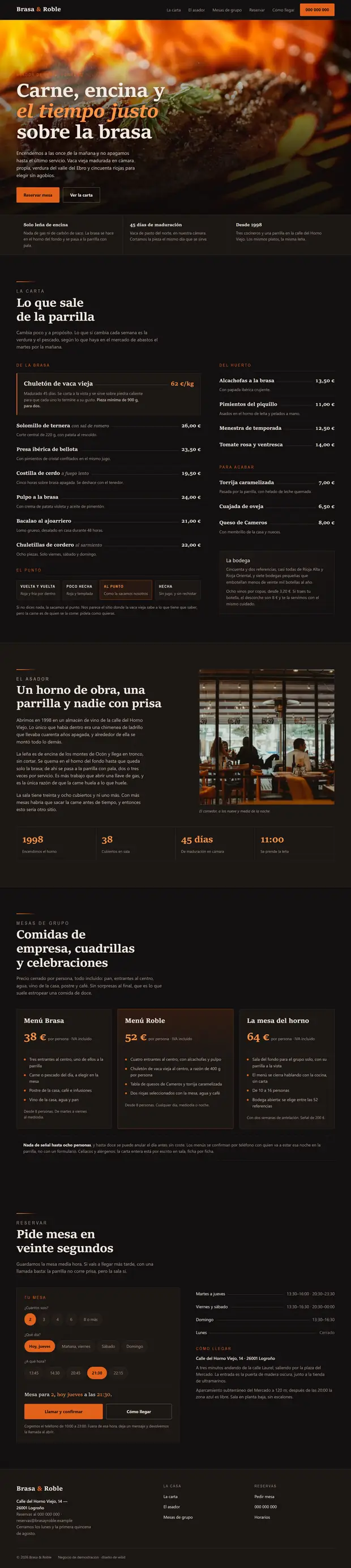 Recorrido por la web completa de Brasa & Roble